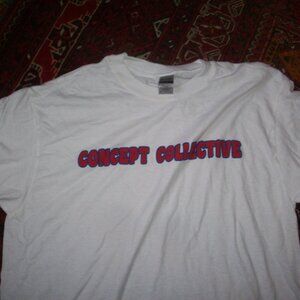 GUILDAN WHITE T-SHIRT  Concept Collective ROUND NECK Retro SHORT SLEEVE SIZE M